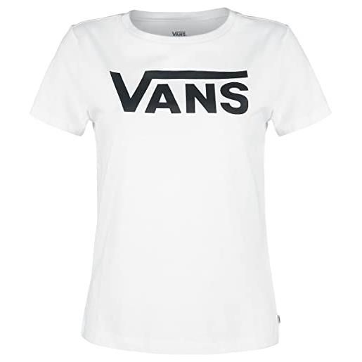 Vans flying v crew, t-shirt donna, bianco (white black), 8 (taglia produttore: small)