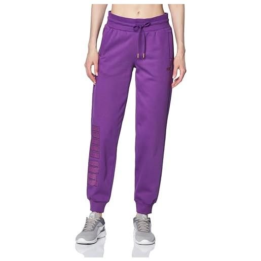 PUMA power logo love colorblock pantaloni della tuta fl lavorati a maglia, purple pop, s donna