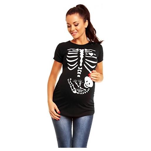 Zeta Ville Fashion zeta ville - magliette premaman scheletro - t-shirt gravidanza divertenti - 085c (nero, it 46/48, 2xl)