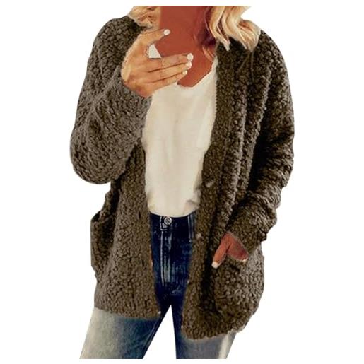 Yowablo cappotto maglione casual moda donna tinta unita taglie forti cappotto invernale corto (c, xxxxxl)
