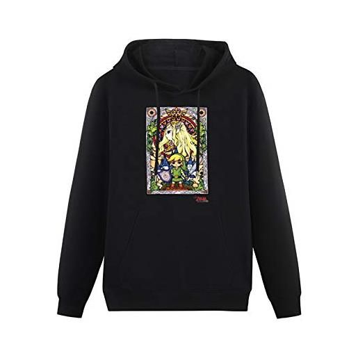 Rollen men's hoody the legend of zelda: the wind waker regal stained glass hoodies pullover cotton blend sweatshirts m