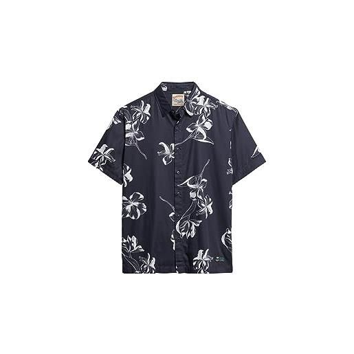 Superdry camicia vintage hawaiana s/s, dark navy hawaiian, xl uomo