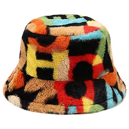 XYIYI colorato cappello da pescatore in pelliccia soffice cappello invernale berretto da pescatore per donne ragazze