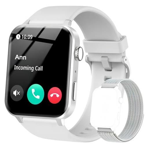 IOWODO smartwatch uomo donna, orologio fitness con chiamate, 1.85 smart watch monitor del spo2/ sonno, 24h cardiofrequenzimetro, 100 modalità sportive, fitness tracker per android ios