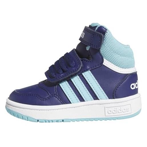 adidas hoops mid shoes, sneakers unisex - bimbi 0-24, dark blue light aqua ftwr white, 26 eu