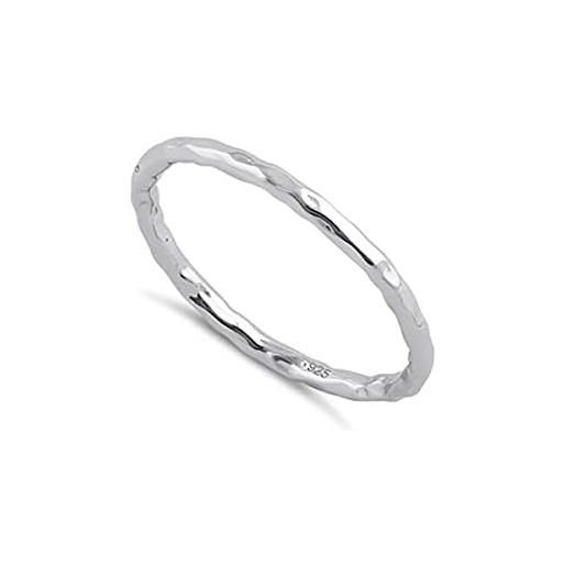 Shine Jewel anelli a fascia impilabili in argento sterling 925 placcato platino con design martellato (19)