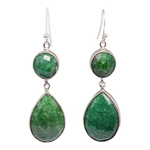Meadows sottile gioielli con 925 argento sterling gemma smeraldo pendente orecchino gioielli cci