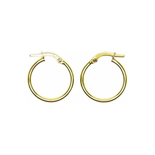 PEGASO GIOIELLI orecchini da donna in oro giallo 18kt (750) anelle cerchio cerchietti classici sottili diametro mm 18