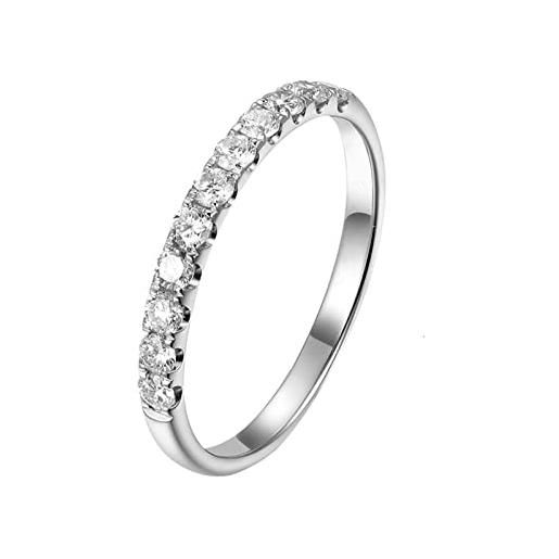 Epinki anello oro bianco 18k, anello elegante con diamante 0.37ct idee regalo mamma donna misura 18,5