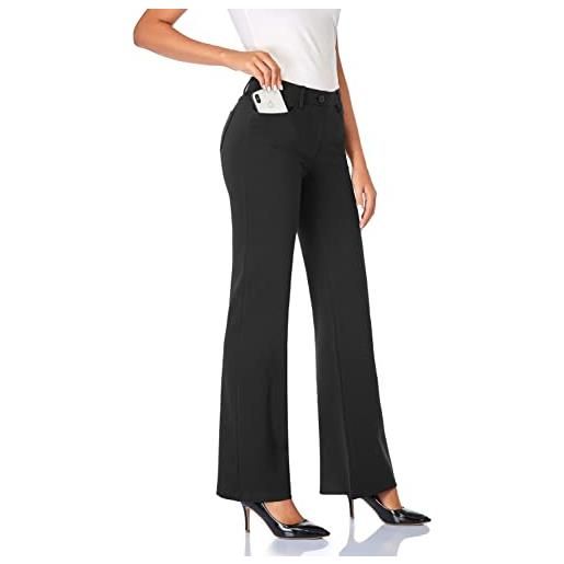 Tapata donna 71cm/76cm/81cm/86cm pantaloni bootcut elasticizzati con tasche, tall/regolare/pettie per ufficio affari casual nero small