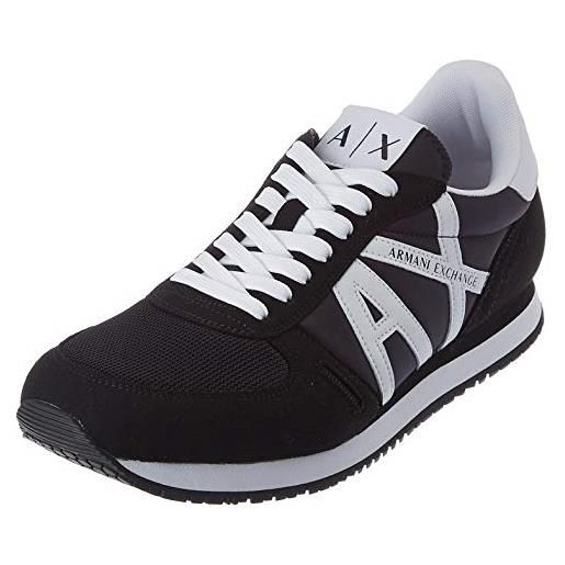 ARMANI EXCHANGE rio side logo, scarpe da ginnastica uomo, nero (black white), 45 eu