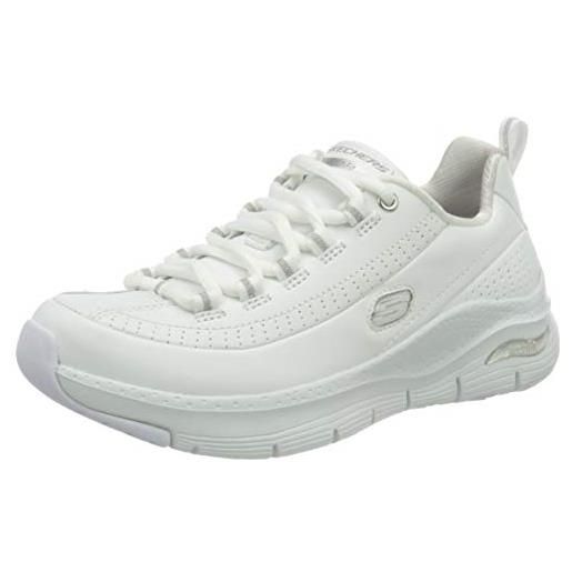Skechers arch fit - citi drive, scarpe da ginnastica donna, bianco white leather silver white trim, 36.5 eu