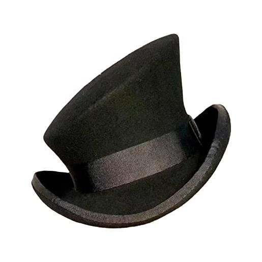 IQYU cappello da caccia, cilindro asimmetrico, cappello di lana da donna, unisex, cappello steam punk, cappello cilindro, alla moda, cappello decorativo, cappello da uomo invernale, nero , taglia