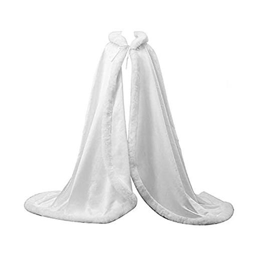 MAYILNSIN mantelli in raso da sposa bianchi con cappuccio caldo mantello in pelliccia per feste invernali, bordeaux, xl