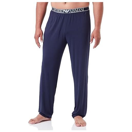 Emporio Armani pantaloni da uomo soft modal felpati, blu marino