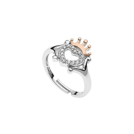 Disney anello principessa, argento sterling con corona di zirconi per bambini e ragazze, gioielli