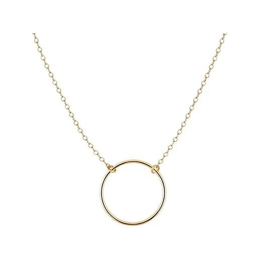 Kritz collana donna circolare placcata oro 18k anallergico - gioielli ciondolo cerchi y catena regolabile - collezione paris essenziale di moda regalo per lei