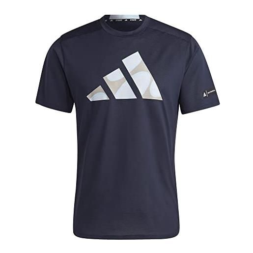 Adidas m mmk d4t t, t-shirt uomo, legend ink/halo blue/marrone chiaro, s