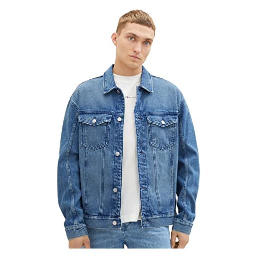 TOM TAILOR Denim giacca in jeans da uomo con tasche sul petto, 10119-used mid stone blue denim, s