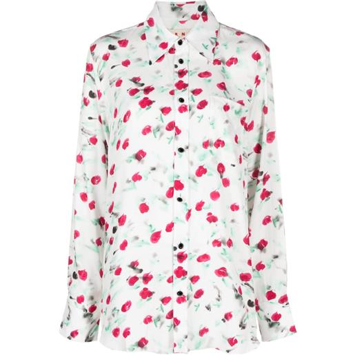 Marni logo-buttons floral-print shirt - bianco