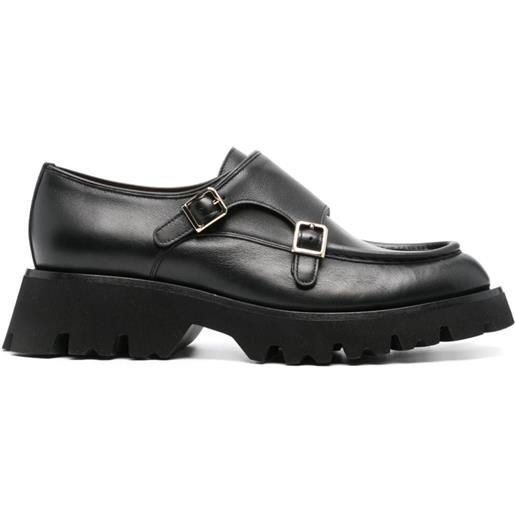 Santoni double-buckle leather shoes - nero