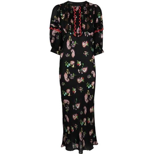 Cynthia Rowley floral-print silk midi dress - nero