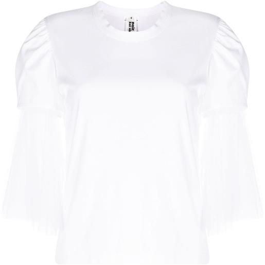 Noir Kei Ninomiya t-shirt con maniche in tulle - bianco