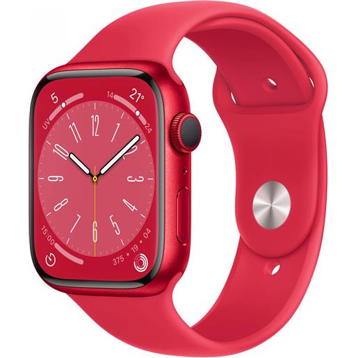 Apple watch series 8 gps 45mm cassa in alluminio color (product)red con cinturino sport band (product)red regular - mnp43ty/a