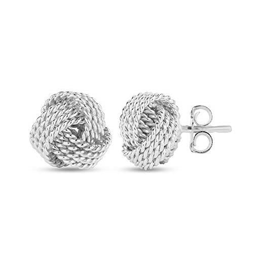 LeCalla sterling silver jewelry design italiano diamante-cut wire love knot orecchini per le donne
