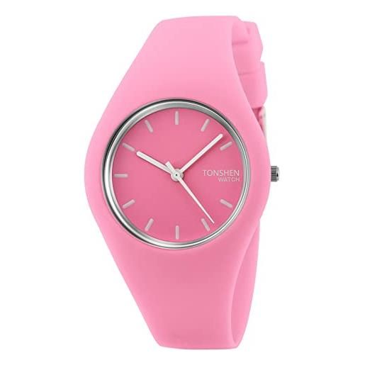 TONSHEN unisex minimalismo fashion casual analogico quarzo orologio 12 colori gomma orologi da polso da uomo donna