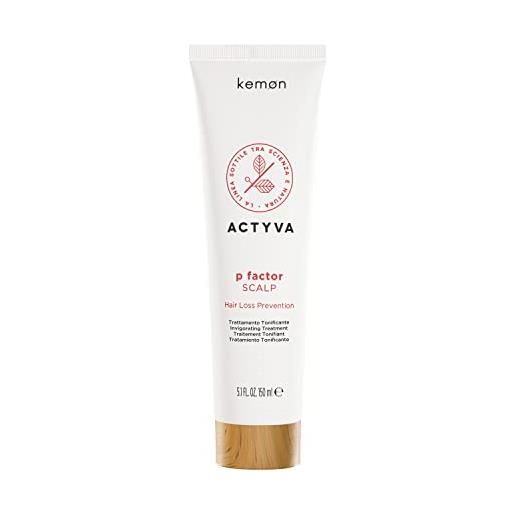 Kemon - actyva p factor scalp, trattamento per capelli rigenerante e lenitivo con olio di mandorle e aloe vera - 150 ml