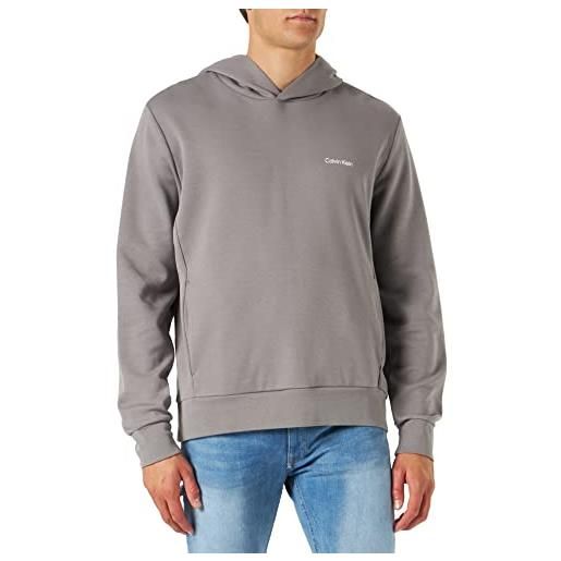 Calvin Klein micro logo repreve hoodie k10k109927 felpe con cappuccio, grigio (grey asphalt), s uomo