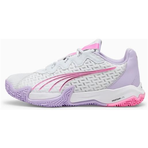 PUMA scarpe da padel nova elite da donna, bianco/viola/argento/altro