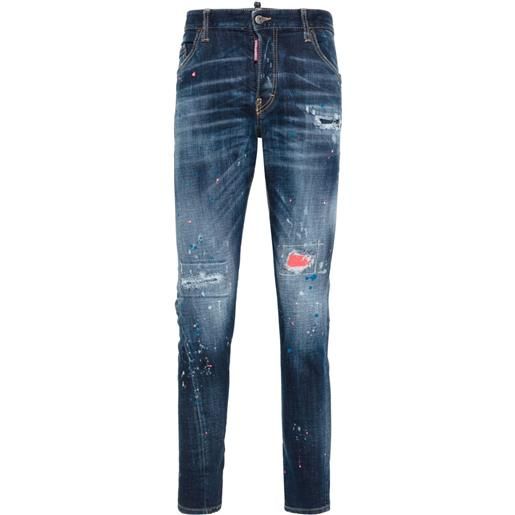 DSQUARED2 jeans sexy twist dritti con effetto vissuto - blu