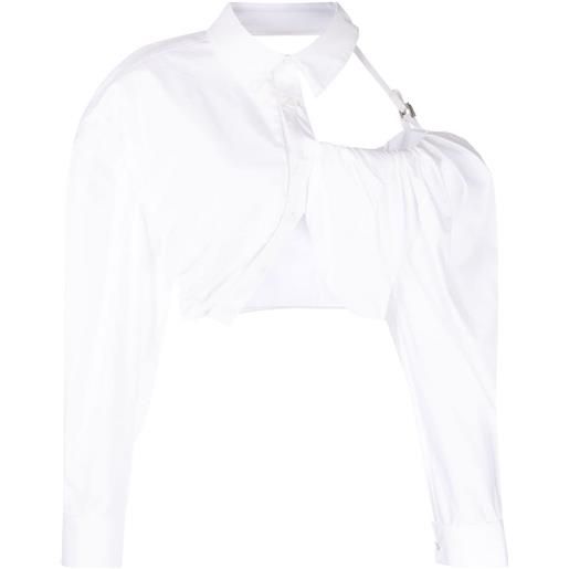 Jacquemus la chemise galliga cut out-detail cropped shirt - bianco