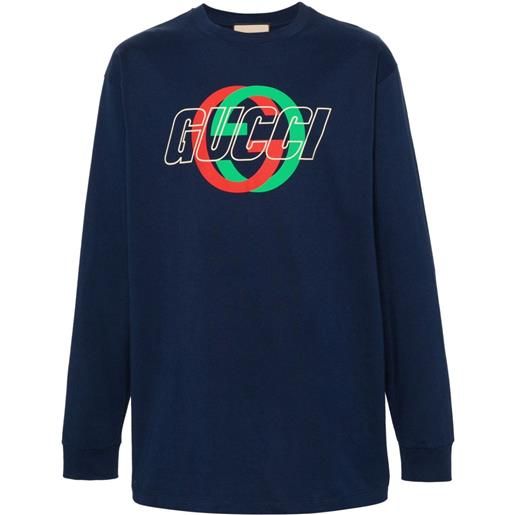 Gucci logo-print cotton t-shirt - blu