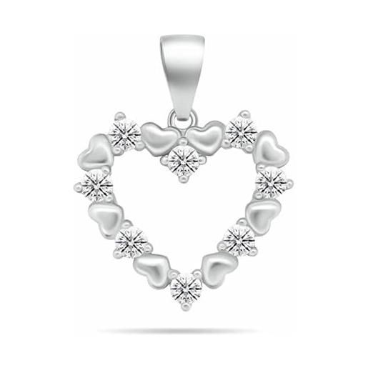 Brilio ciondolo gentle silver pendant with clear zircons pt19w sbs1108 marca, estándar, metallo, nessuna pietra preziosa