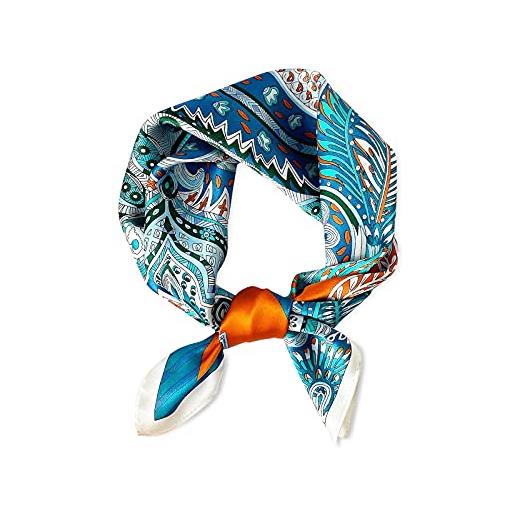 LumiSyne sciarpe di seta donna foulard quadrata stampata artistico raso sciarpa leggera bandane fazzoletto fascia per capelli wristband testa collo decorazione copricapo