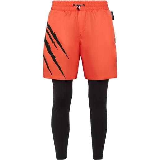 Plein Sport shorts sportivi con stampa - arancione
