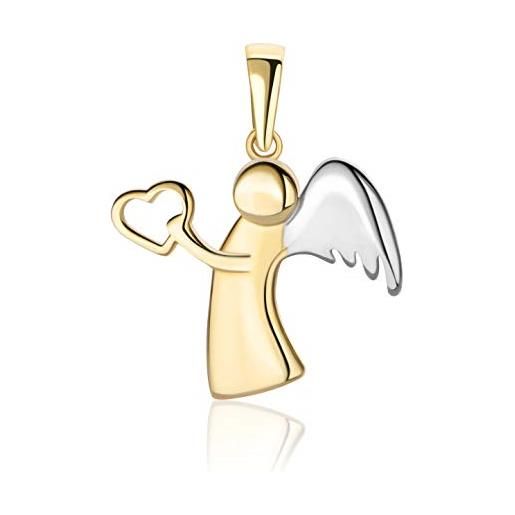 PRINS JEWELS 9 carati 375 bicolore oro protezione angelo ciondolo, oro