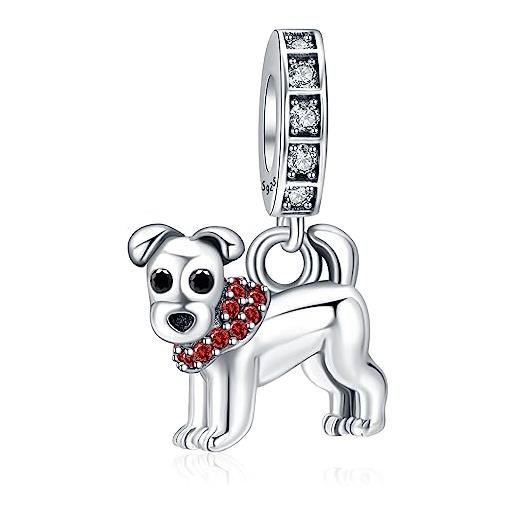 LaMenars dog dangle charms in argento 925 per bracciali e collane da donna ciondolo pendente per natale san valentino regali per la festa della mamma per le ragazze