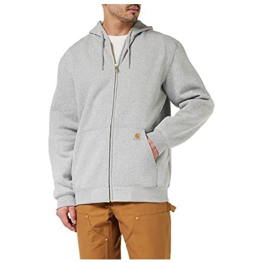 Carhartt - felpa da uomo con cappuccio e zip frontale grigio mélange l lungo