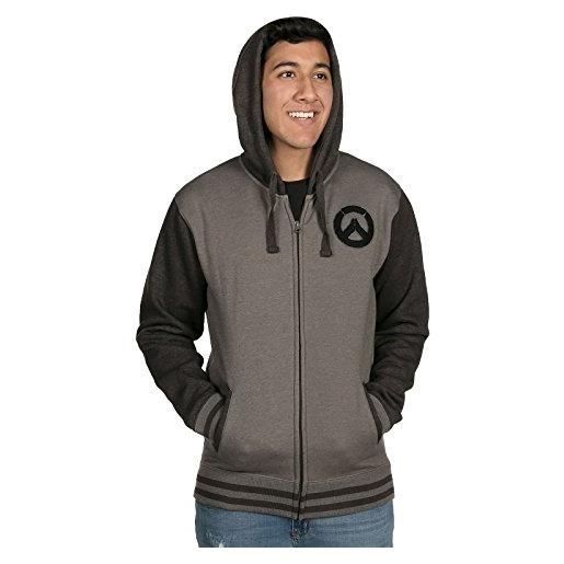 Overwatch giacca con cappuccio logo membro fondatore varsity nero grigio - m
