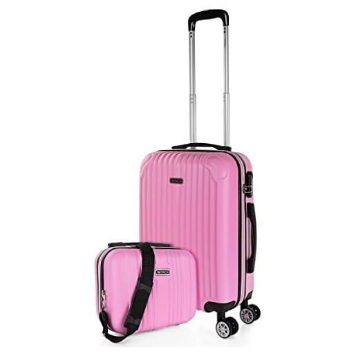ITACA - valigia bagaglio a mano 55x40x20 - trolley bagaglio a mano, trolley cabina, valigie, trolley 55x40x20 t71550b, rosa