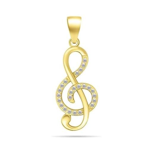 Brilio ciondolo charming gold-plated pendant with zircons treble clef pt65y sbs2224 marca, estándar, metallo, nessuna pietra preziosa