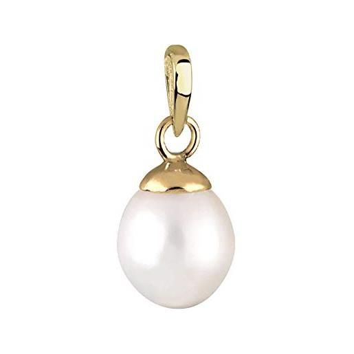 Elli premium ciondolo da donna in argento 925, placato oro con perle coltivate d'acqua dolce