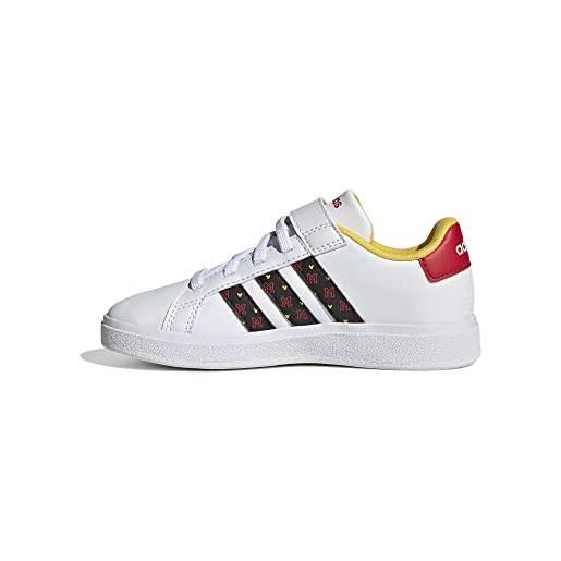 adidas grand court mickey el k, sneaker, ftwr white/core black/better scarlet, 36 2/3 eu