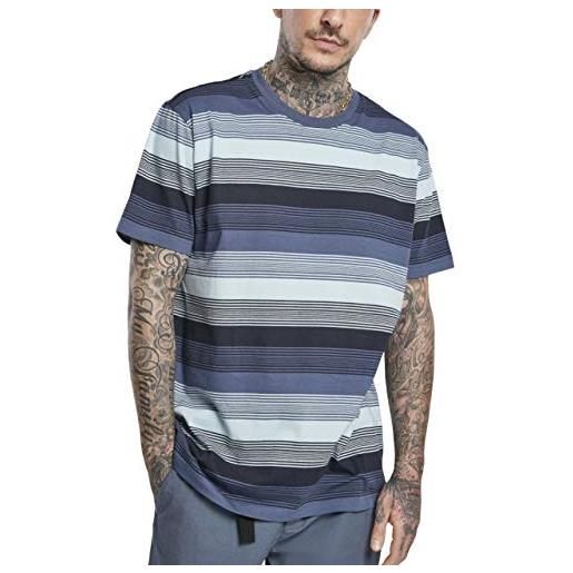 Urban Classics yarn dyed sunrise stripe tee t-shirt, blu vintage, m uomo