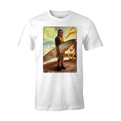 Star Wars t-shirt da uomo wookiee chewbacca surfista in cotone bianco - xl