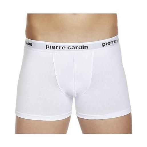 Pierre cardin confezione 3 boxer uomo elastico esterno colori bianco nero assortito in cotone pcu 104 bianco, 4/m